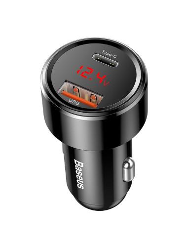 BASEUS Chargeur voiture MAGIC SERIES avec écran LCD USB + USB QC 45W noir CCMLC20C-03