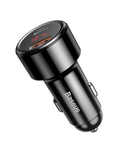BASEUS Chargeur voiture MAGIC SERIES avec écran LCD USB + USB QC 45W noir CCMLC20C-03