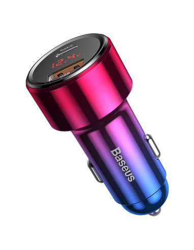 BASEUS Chargeur voiture MAGIC SERIES avec écran LCD Type C + Power Delivery + QC 45W rouge CCMLC20C-09