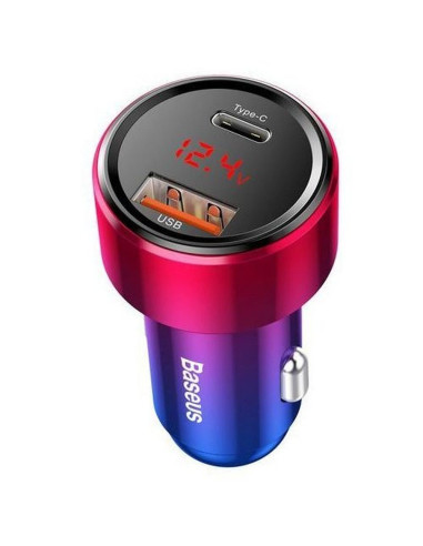 BASEUS Chargeur voiture MAGIC SERIES avec écran LCD Type C + Power Delivery + QC 45W rouge CCMLC20C-09