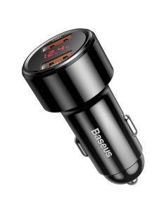 Chargeur de voiture BASEUS 2 x USB A avec écran PD QC4.0 5A 45W CCMLC20A-01/BS-C20A noir