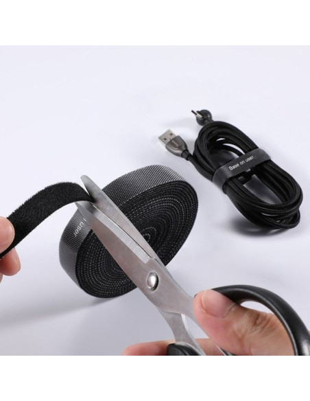 BASEUS Bande Velcro pour l'organisation des câbles ACMGT-E01 1 m noir