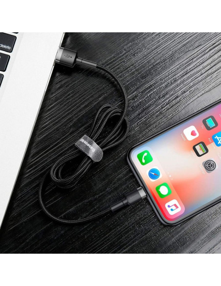 BASEUS câble USB Cafule pour iPhone Lightning 8-pin 2A 3 metres noir et or CALKLF-RV1