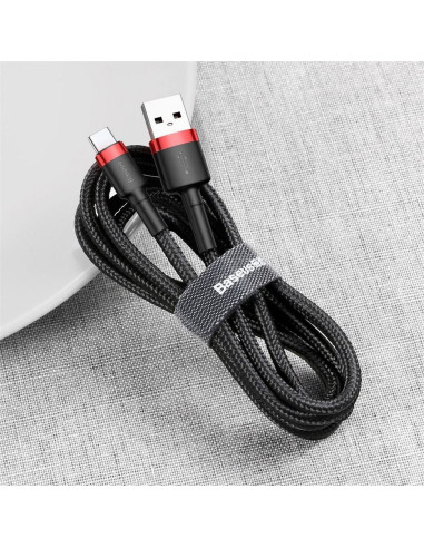 BASEUS Câble USB Cafule Type C 2A 3 metres ROUGE-NOIR CATKLF-U91