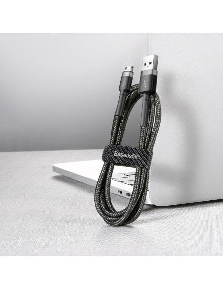 Câble BASEUS USB Cafule Micro 2.4A 3 metres gris-noir CAMKLF-HG1