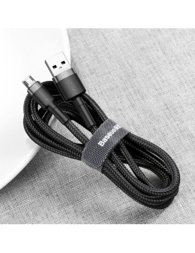 Câble BASEUS USB Cafule Micro 2.4A 3 metres gris-noir CAMKLF-HG1