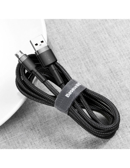 Câble BASEUS USB Cafule Micro 2.4A 3 metres gris-noir CAMKLF-HG1
