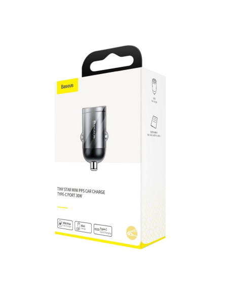 BASEUS chargeur voiture Type C PD30W Power Delivery Quick Charger QC4.0 Tiny Star gris VCHX-B0G