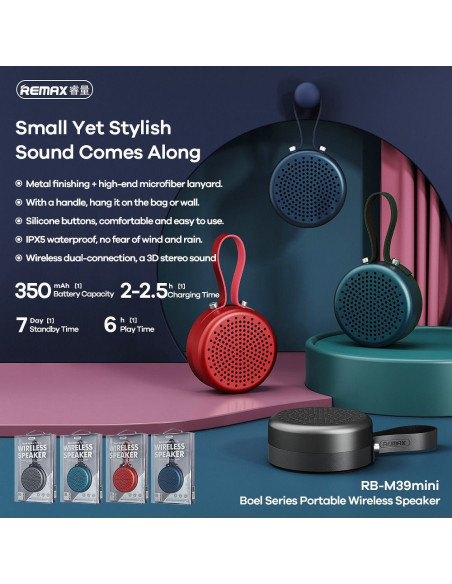 REMAX enceinte sans fil / bluetooth Boel Stereo RB-M39 mini rouge