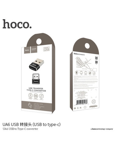 HOCO adaptateur OTG USB to Type C UA6 noir