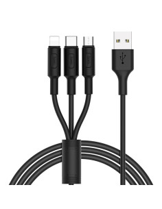 HOCO cable USB cable Soarer 3en1 ( iPhone Lightning 8-pin+Micro+Type C) X25 1m noir 2