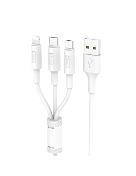 HOCO cable USB cable Soarer 3en1 ( iPhone Lightning 8-pin+Micro+Type C) X25 1m noir