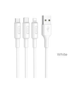 HOCO cable USB cable Soarer 3en1 ( iPhone Lightning 8-pin+Micro+Type C) X25 1m noir 2