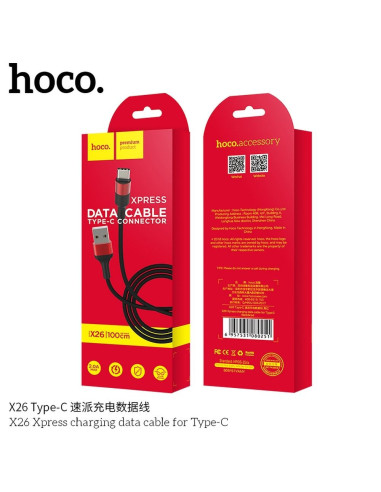 HOCO cable USB Xpress Type C X26 noir-rouge