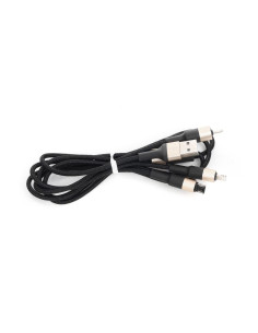 HOCO cable USB Câble 3en1 compatible avec iPhone Lightning 8-pin + Micro + Type C X26 1 metre NOIR-OR 2