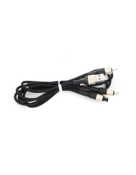 HOCO cable USB Câble 3en1 compatible avec iPhone Lightning 8-pin + Micro + Type C X26 1 metre NOIR-OR