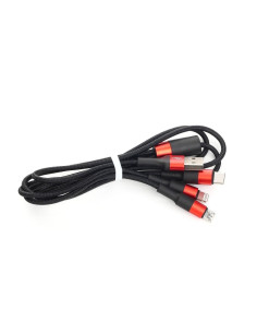 HOCO cable USB Câble 3en1 compatible avec iPhone Lightning 8-pin + Micro + Type C X26 1 metre NOIR-ROUGE 2