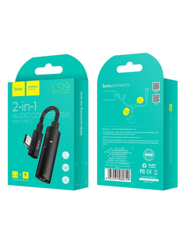 HOCO adaptateur HF/chargement - Typ C 2in1 (LS19) NOIR
