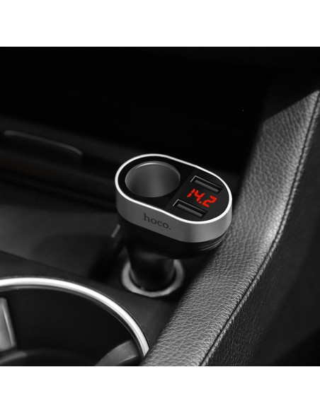 HOCO chargeur voiture 2 x USB 3,1A + adaptateur allume-cigare avec LCD Z29
