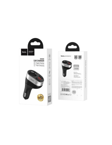 HOCO chargeur voiture 2 x USB 3,1A + adaptateur allume-cigare avec LCD Z29