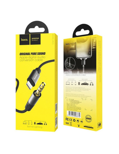 HOCO câble AUX Audio Jack 3,5mm pour Lightning 8-pin UPA13 noir