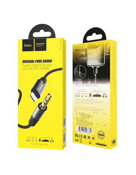 HOCO câble AUX Audio Jack 3,5mm pour Lightning 8-pin UPA13 noir