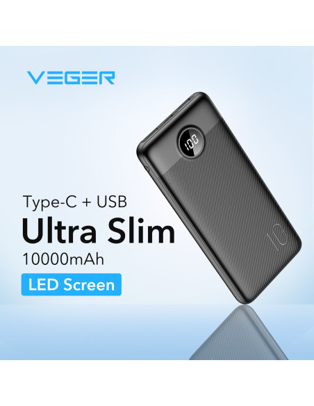 Banque d'énergie VEGER 10 000 mAh L10 (W1105) noir EOL