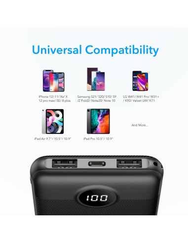 Banque d'énergie VEGER 10 000 mAh L10 (W1105) noir EOL