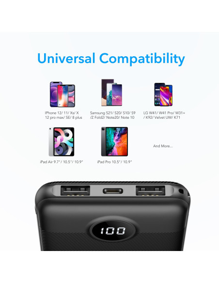 Banque d'énergie VEGER 10 000 mAh L10 (W1105) noir EOL