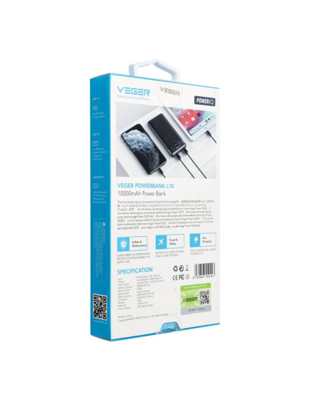 Banque d'énergie VEGER 10 000 mAh L10 (W1105) noir EOL