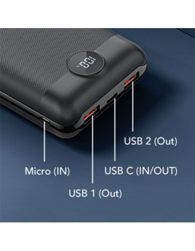 VEGER powerbank 20 000 mAh PD QC3.0 2A 22.5W S20 (W2053) noir