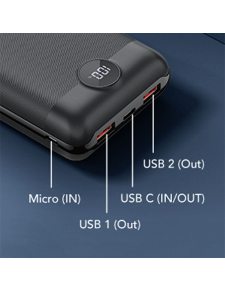 VEGER powerbank 20 000 mAh PD QC3.0 2A 22.5W S20 (W2053) noir