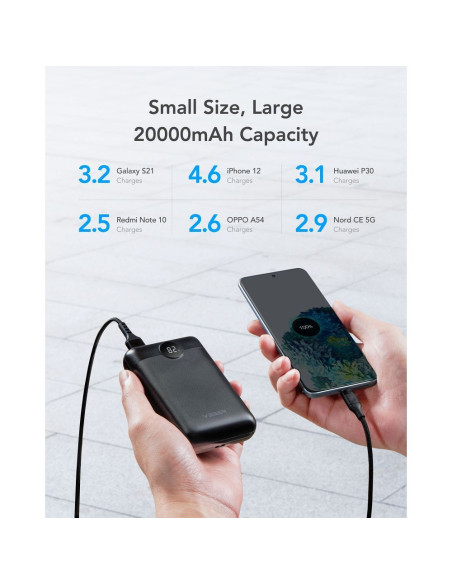 VEGER powerbank 20 000 mAh PD QC3.0 2A 22.5W S20 (W2053) noir