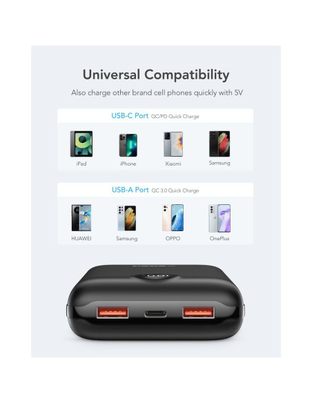 VEGER powerbank 20 000 mAh PD QC3.0 2A 22.5W S20 (W2053) noir