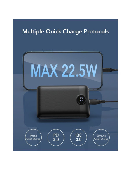 VEGER powerbank 20 000 mAh PD QC3.0 2A 22.5W S20 (W2053) noir