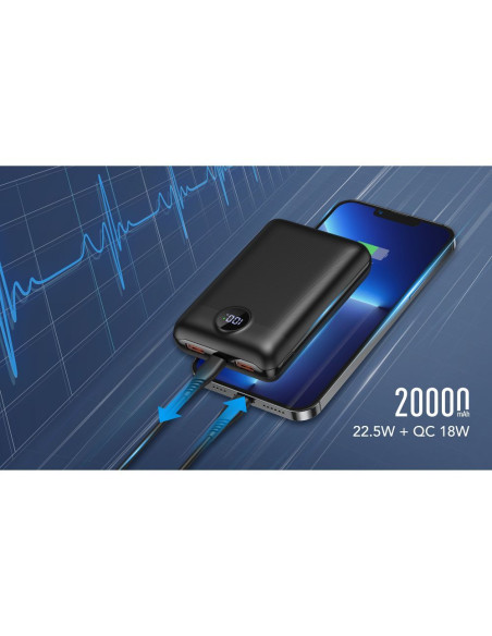VEGER powerbank 20 000 mAh PD QC3.0 2A 22.5W S20 (W2053) noir