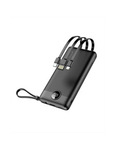 Banque d'énergie VEGER 10 000 mAh avec câbles Micro USB / Type C / Lightning C10 intégrés (W1116) noir
