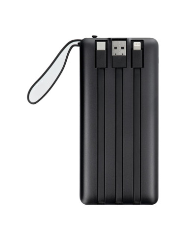 Banque d'énergie VEGER 10 000 mAh avec câbles Micro USB / Type C / Lightning C10 intégrés (W1116) noir