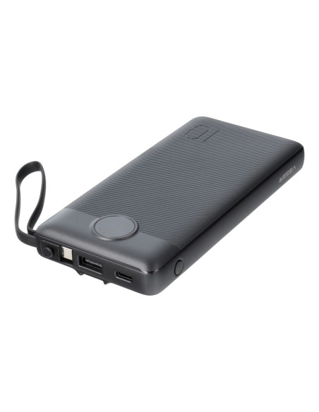 Banque d'énergie VEGER 10 000 mAh avec câbles Micro USB / Type C / Lightning C10 intégrés (W1116) noir
