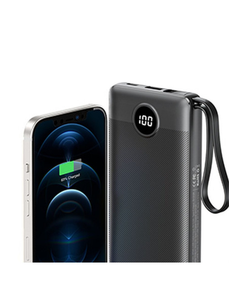 Banque d'énergie VEGER 10 000 mAh avec câbles Micro USB / Type C / Lightning C10 intégrés (W1116) noir