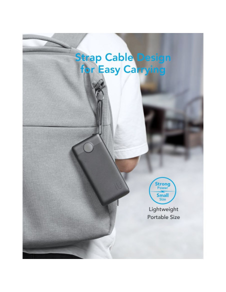 Banque d'énergie VEGER 10 000 mAh avec câbles Micro USB / Type C / Lightning C10 intégrés (W1116) noir