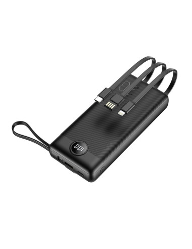 Banque d'énergie VEGER 20 000 mAh avec câbles Micro USB / Type C / Lightning C20 intégrés (W2047) noir