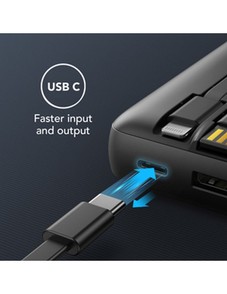 Banque d'énergie VEGER 20 000 mAh avec câbles Micro USB / Type C / Lightning C20 intégrés (W2047) noir