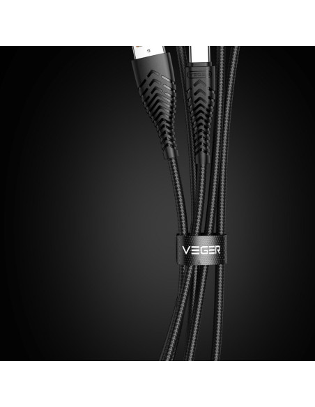 VEGER Câble USB A vers Type C 2,4A V104 1,2 m noir