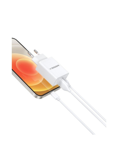 VEGER USB A QC3.0 + Type C PD 30W Chargeur secteur VLS302U blanc