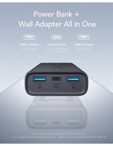 VEGER powerbank 10 000 mAh PD QC3.0 20W ACE100 (W1146) noir