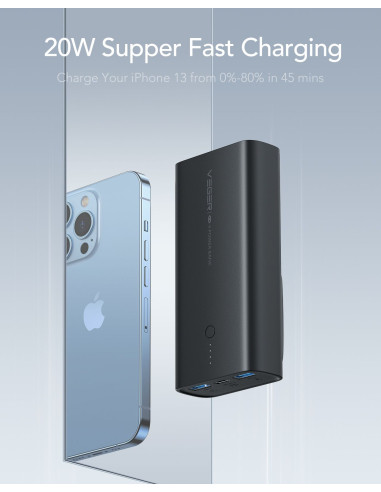 VEGER powerbank 10 000 mAh PD QC3.0 20W ACE100 (W1146) noir