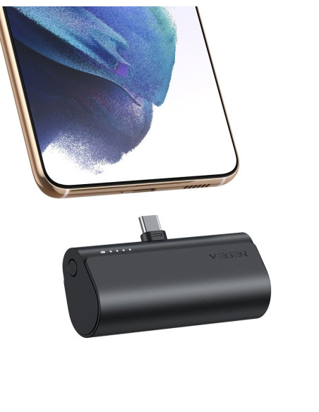 Banque d'énergie VEGER 5 000 mAh avec connecteur intégré Type C PD QC3.0 3A 20W PlugOn (W0556) noir