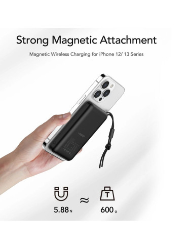 Banque d'énergie VEGER 10 000 mAh avec charge inductive compatible avec MagSafe PD QC3.0 2A 20W MagOn (VP1151 / W1151) blanc