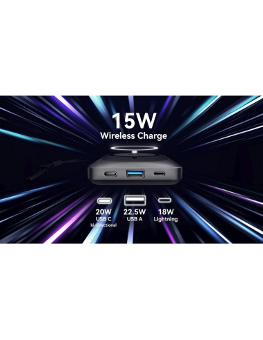 Banque d'énergie VEGER 10 000 mAh avec charge inductive compatible avec MagSafe PD QC3.0 2A 20W MagOn (VP1151 / W1151) blanc